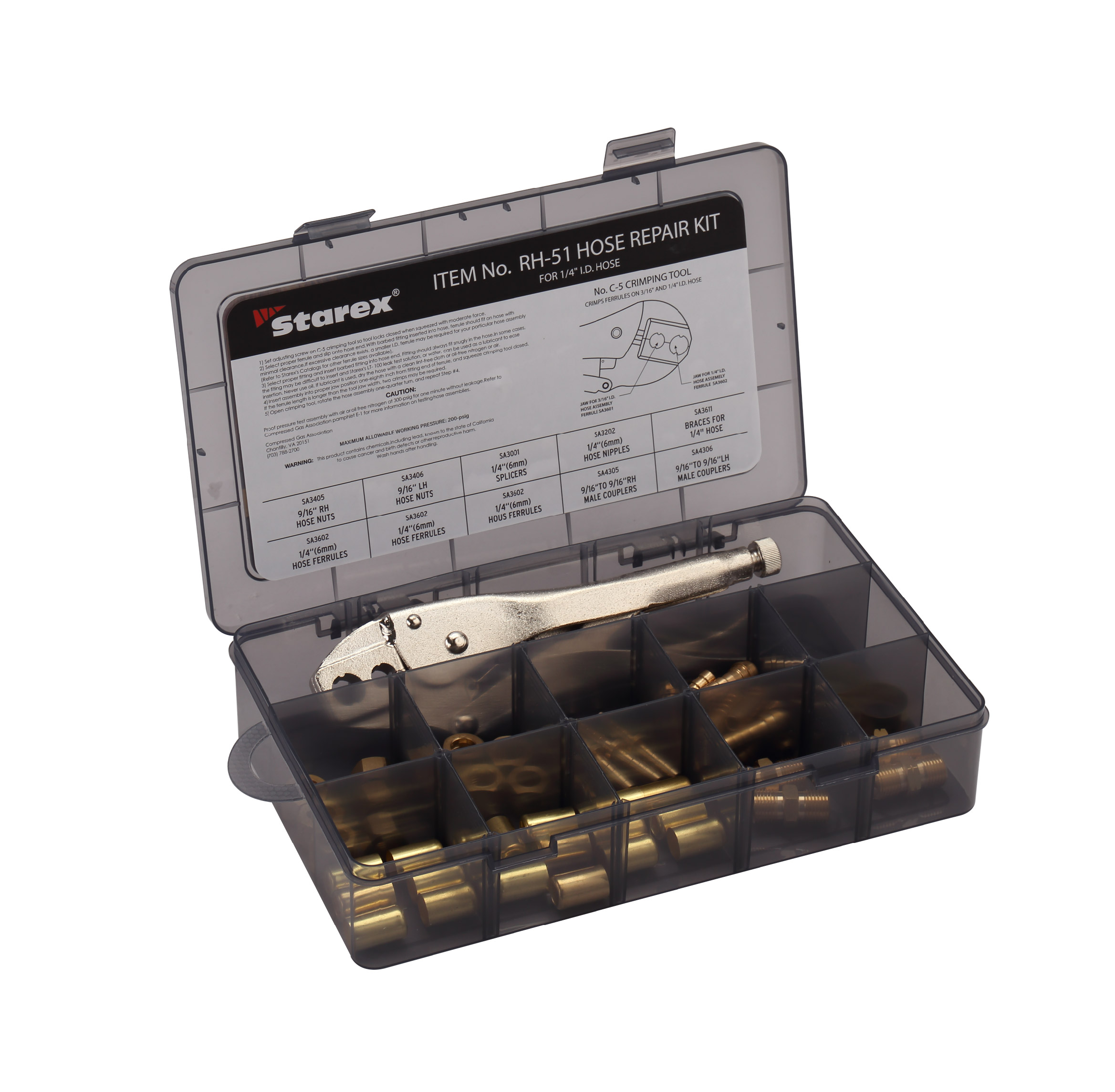 Reparatie- en montageset voor 1/4' slang